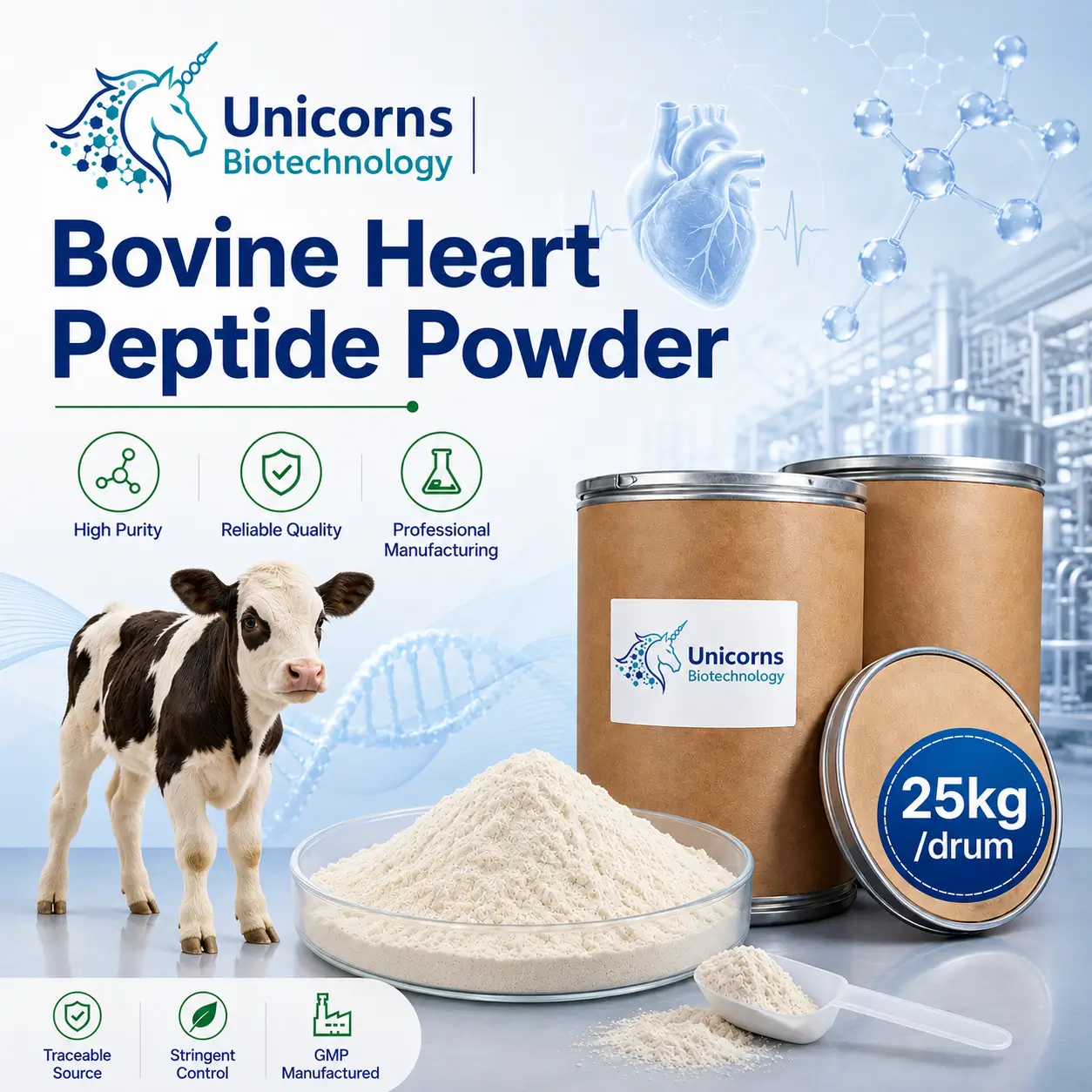 Bulk Bovine Heart Peptide Powder Manufacturer in China