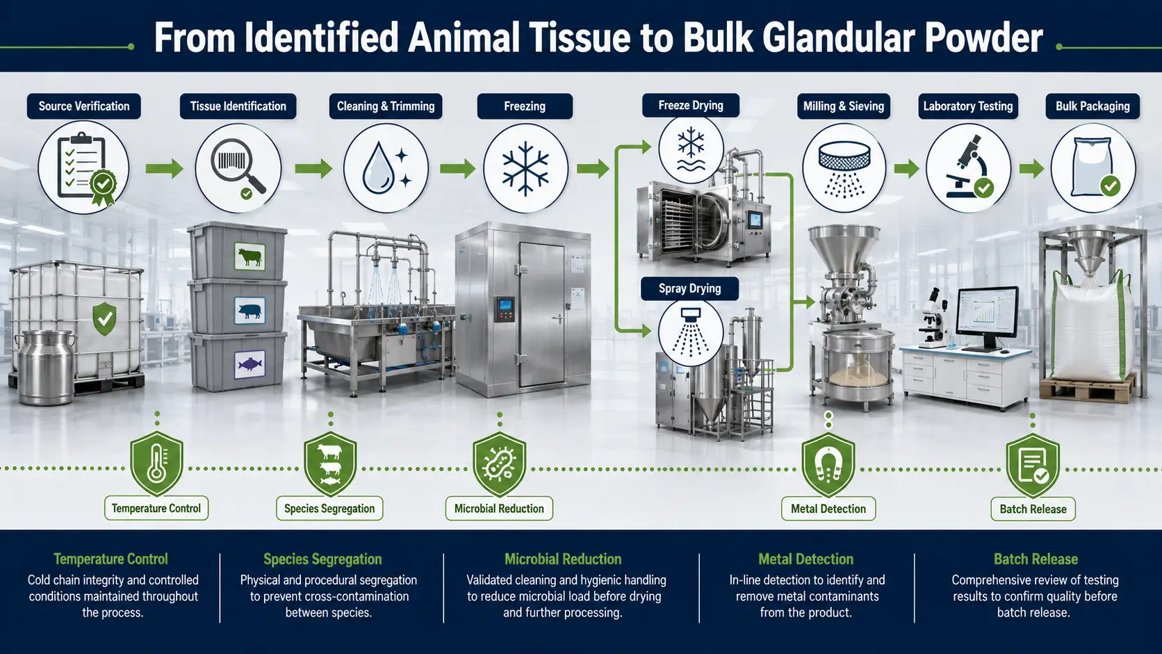 From Identified Animal Tissue to Bulk Glandular Powder