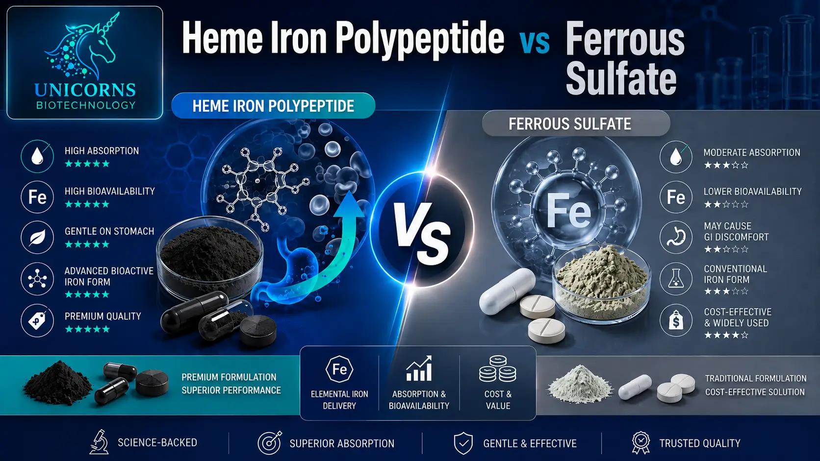 Heme Iron Polypeptide vs Ferrous Sulfate