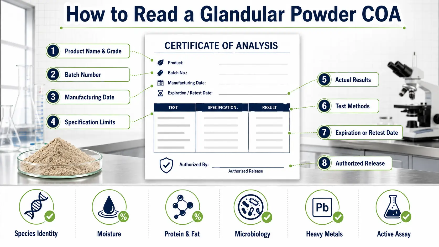 How to read a Glandular powder COA